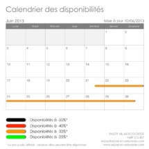 Calendrier des dates disponibles à prix réduit