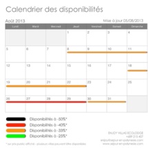 Calendrier des dates disponibles à prix réduit